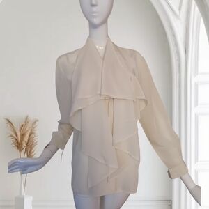 100% Silk Women's Elegant Cream Blouse